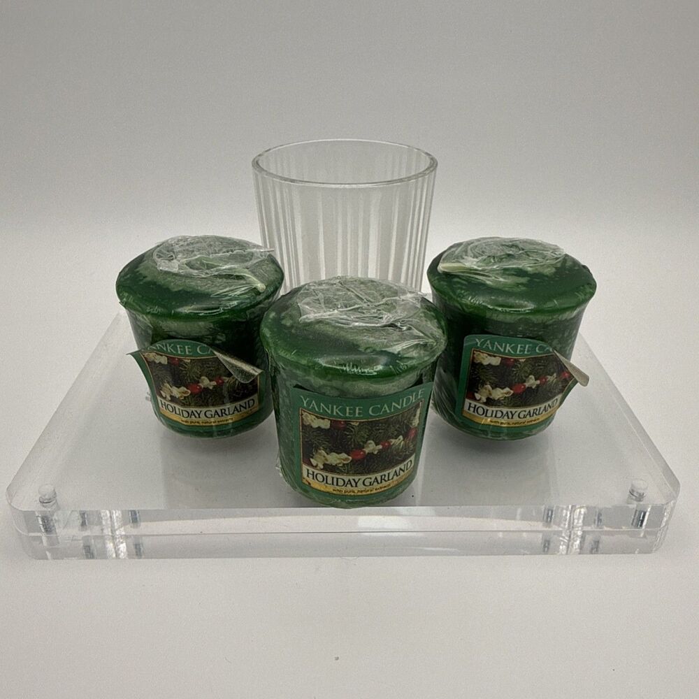 Yankee Candle Holiday Garland Votive Candles Limited Edition Retired S/3 NOB